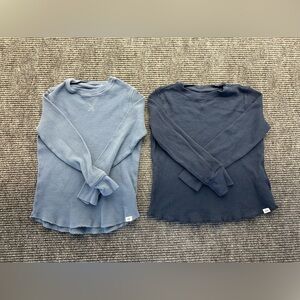 Lot Of 2 Kids Boys Gap Blue Waffle Knit Long Sleeve Top Shirts Small